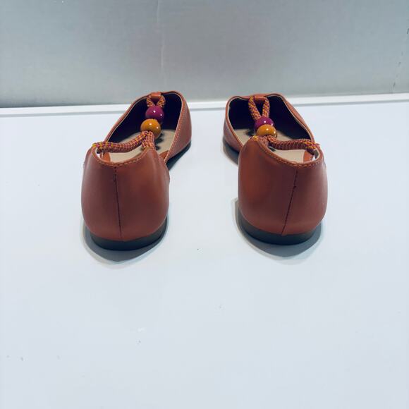 Gabriela Pumpkin Orange Beads Pointed Toe Flats Size BRAZIL 37 US 8 - Picture 4 of 12